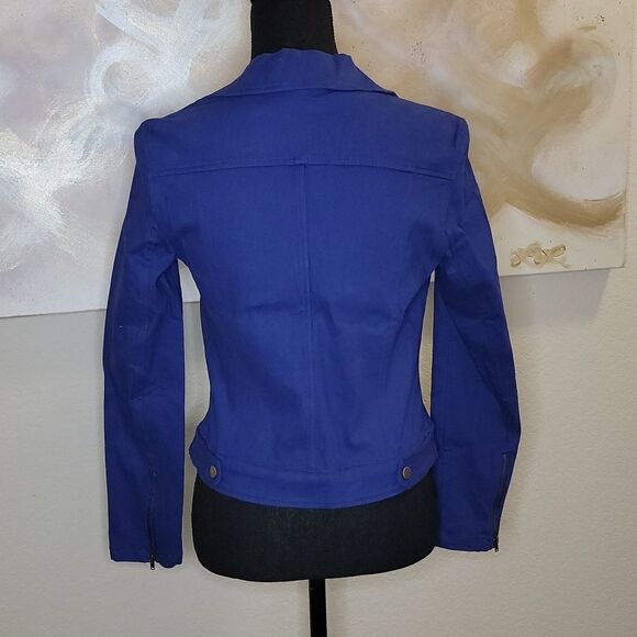 Moto Stlye Jacket Sapphire Blue Color - Picture 7 of 15